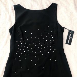 Karl Lagerfeld Paris Black Dress with Pearls